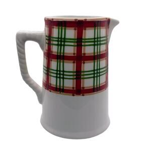 Tiffany & Co Vintage Este Ceramiche Plaid Pitcher Christmas Made in Italy